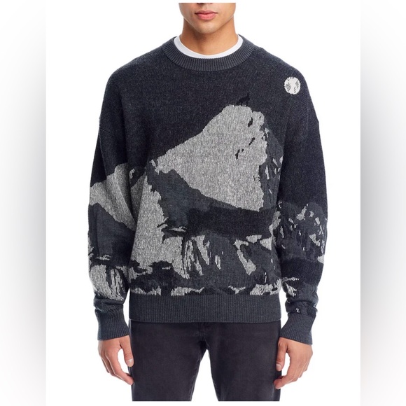 HUGO Other - HUGO BOSS Wool-blend Oversize Fit Sweater Seasonal Jacquard In black & dark grey